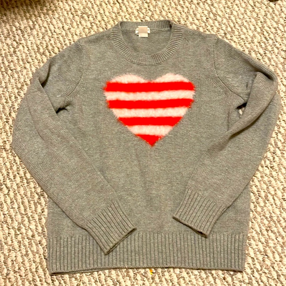 Like new Crewcuts cotton sweater with fuzzy heart detail. Size 10